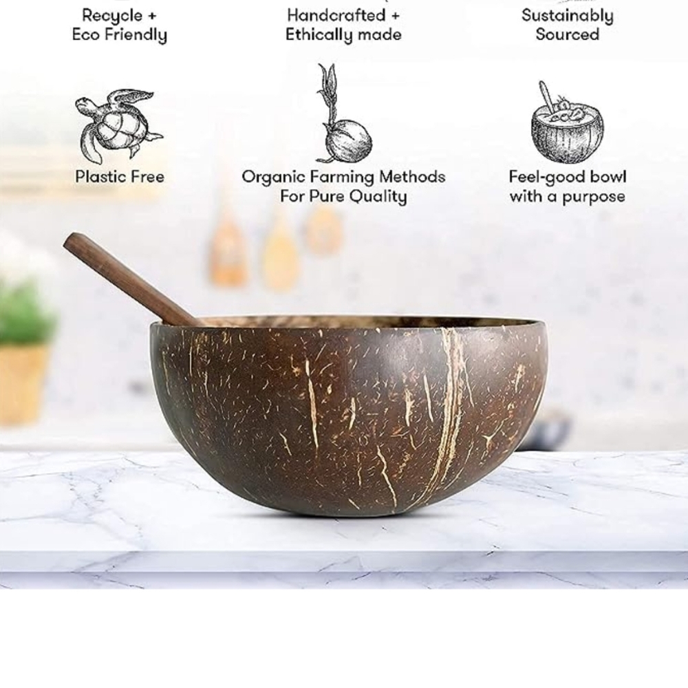 Coconut bowl set with spoons (353) - Picture 6 of 8